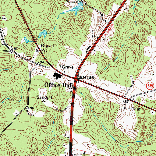 Topographic Map of Office Hall, VA