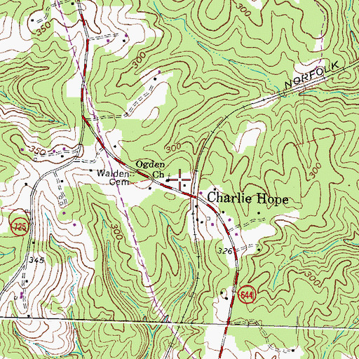 Topographic Map of Ogden Church, VA