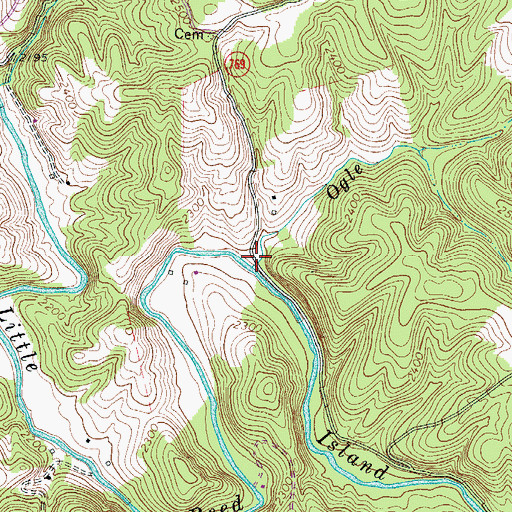 Topographic Map of Ogle Branch, VA