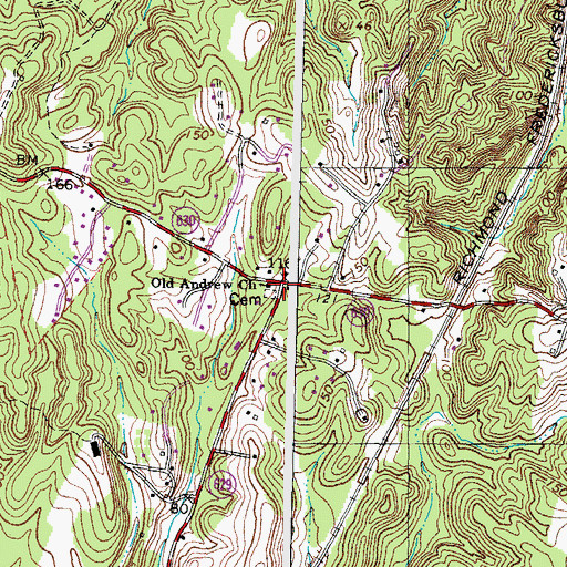 Topographic Map of Old Andrew Church, VA