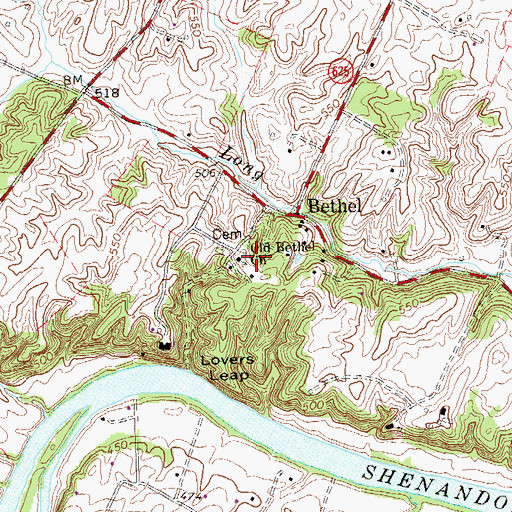 Topographic Map of Old Bethel Church, VA