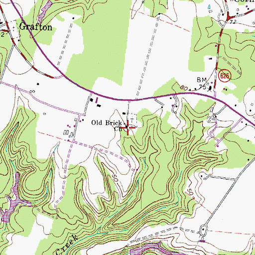 Topographic Map of Old Brick Church, VA