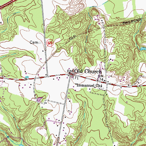 Topographic Map of Old Church, VA