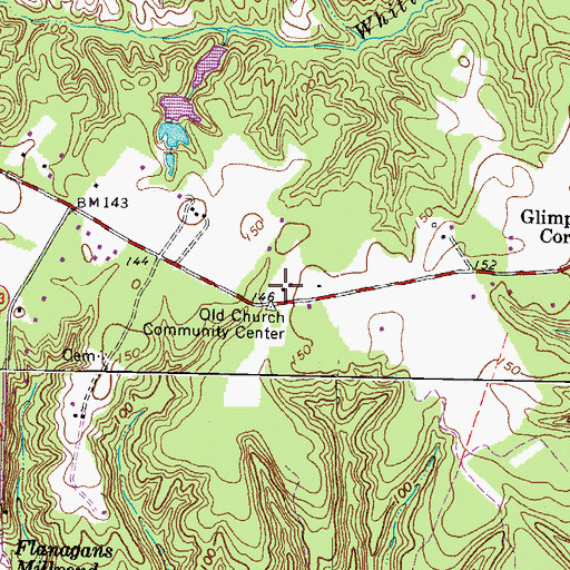 Topographic Map of Old Church Community Center, VA