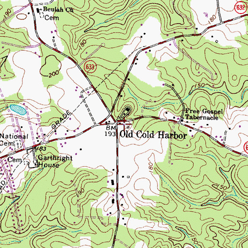 Topographic Map of Old Cold Harbor, VA