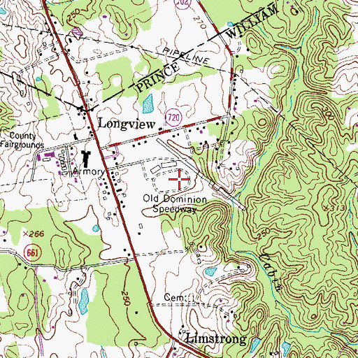 Topographic Map of Old Dominion Speedway, VA