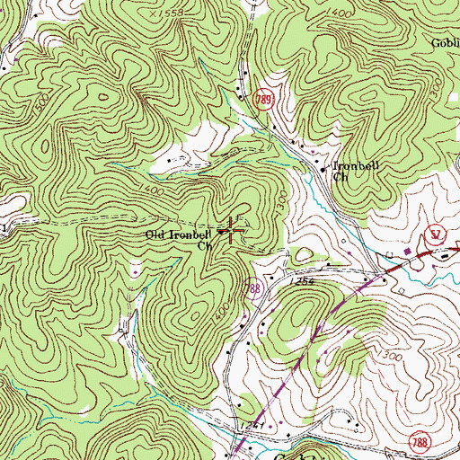 Topographic Map of Old Ironbell Church, VA