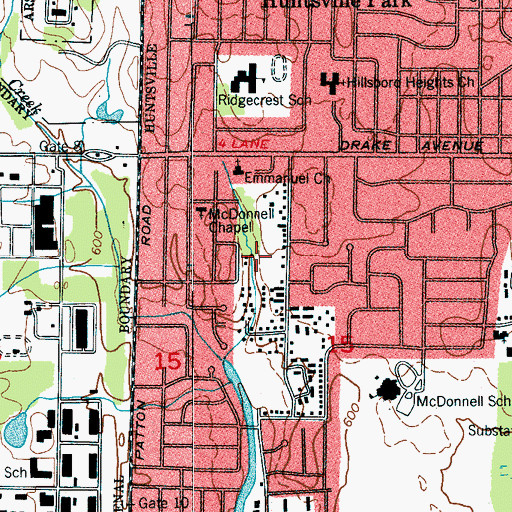 Topographic Map of Pea Ridge, AL