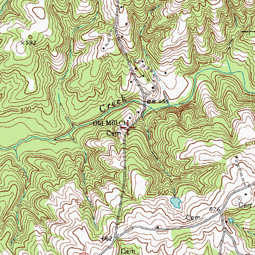 Topographic Map of Old Mill Church, VA