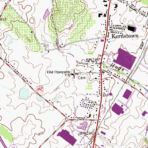 Topographic Map of Old Opequon Church, VA