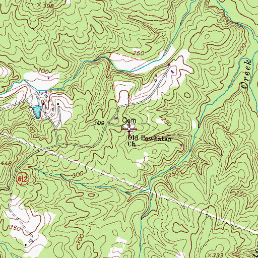 Topographic Map of Old Powhatan Church, VA