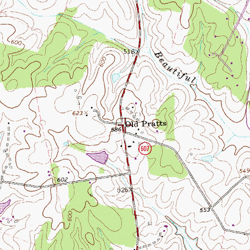 Topographic Map of Old Pratts, VA