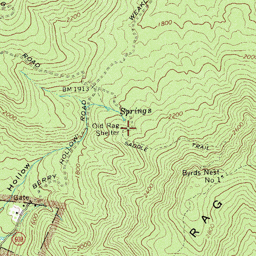 Topographic Map of Old Rag Shelter, VA