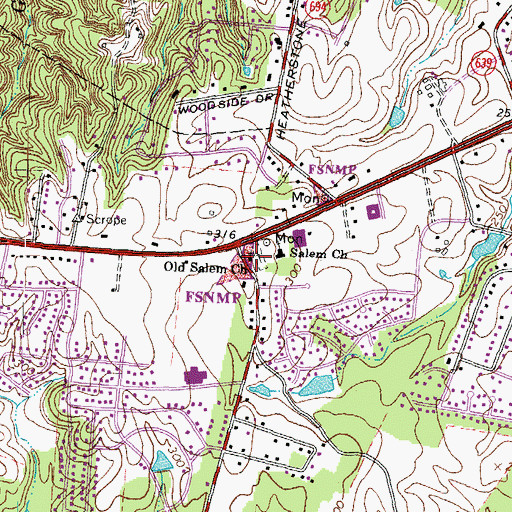 Topographic Map of Old Salem Church, VA