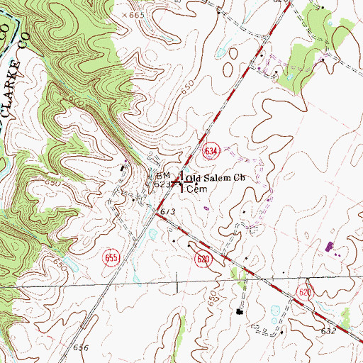 Topographic Map of Old Salem Church, VA