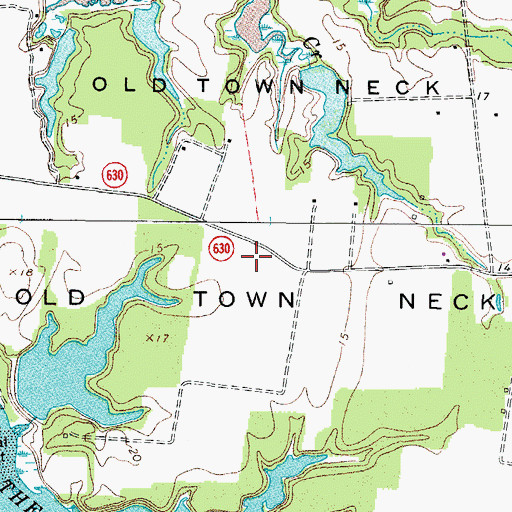 Topographic Map of Old Town Neck, VA