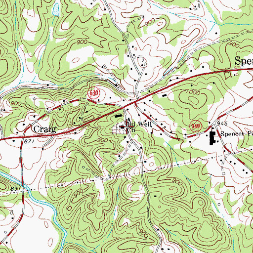 Topographic Map of Old Well Church, VA