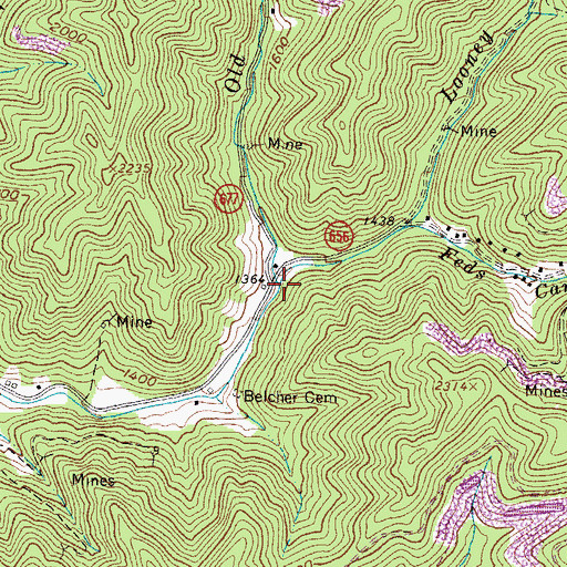 Topographic Map of Old Wolfpen Branch, VA