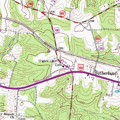 Topographic Map of Olgers Cemetery, VA