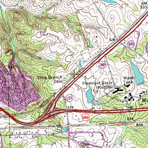 Topographic Map of Olive Branch Cemetery, VA