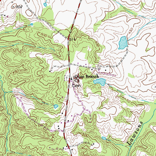 Topographic Map of Olive Branch Church, VA