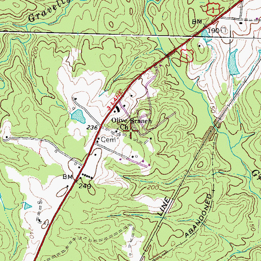 Topographic Map of Olive Branch Church, VA