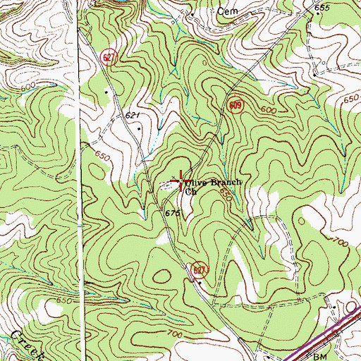 Topographic Map of Olive Branch Church, VA