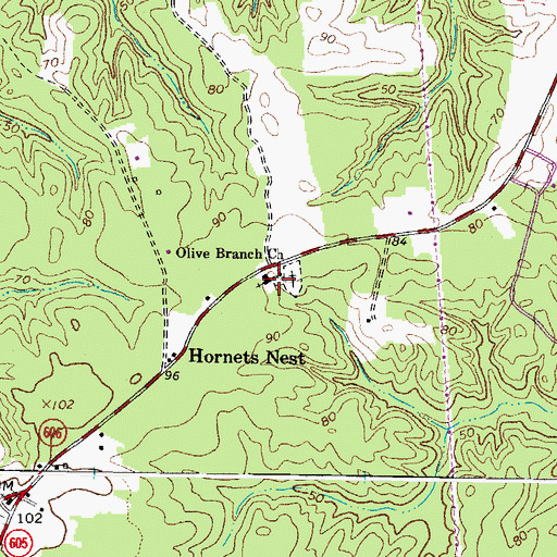 Topographic Map of Olive Branch Church, VA