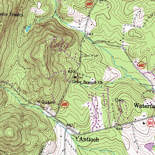 Topographic Map of Olive Branch Church, VA