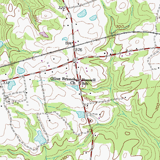 Topographic Map of Olive Branch Church, VA