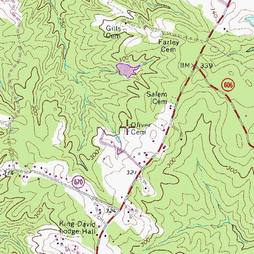 Topographic Map of Oliver Cemetery, VA