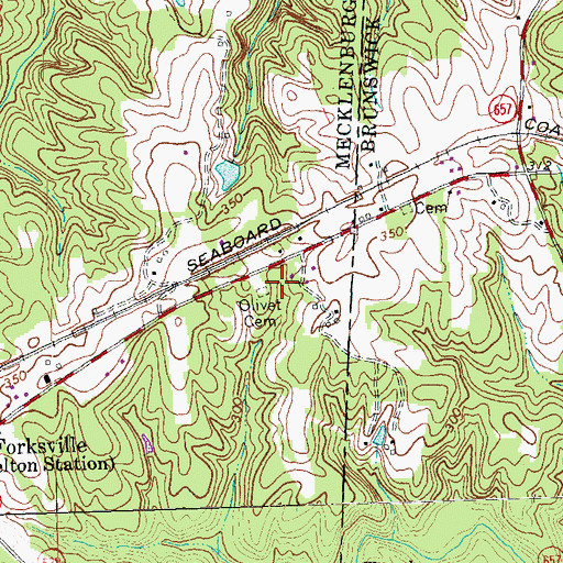 Topographic Map of Olivet Cemetery, VA