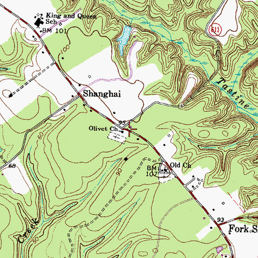 Topographic Map of Olivet Church, VA