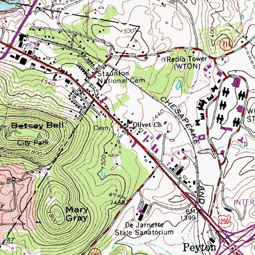 Topographic Map of Olivet Church, VA