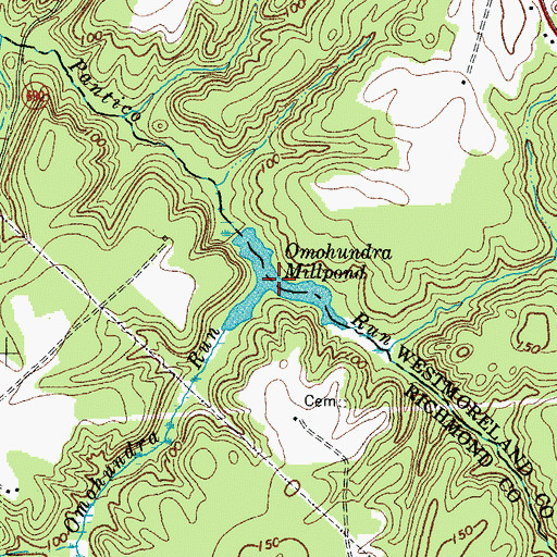Topographic Map of Omohundra Run, VA