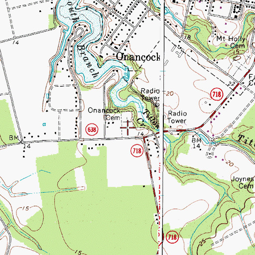 Topographic Map of Onancock Cemetery, VA