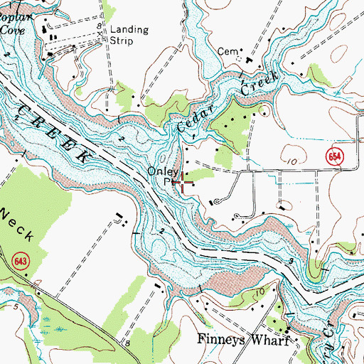 Topographic Map of Onley Point, VA