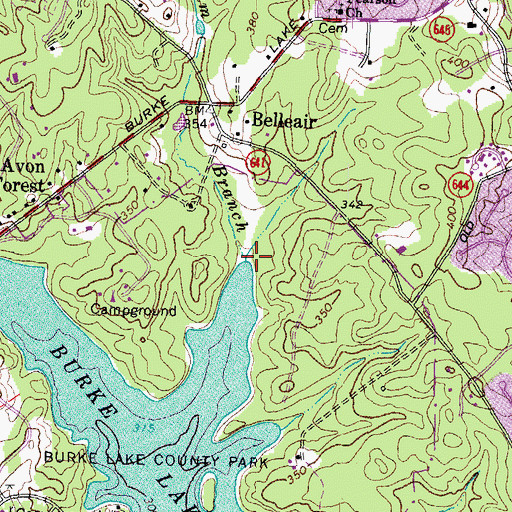 Topographic Map of Opossum Branch, VA