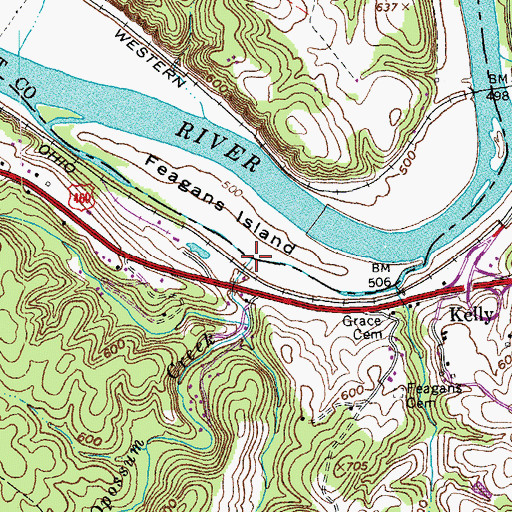 Topographic Map of Opossum Creek, VA