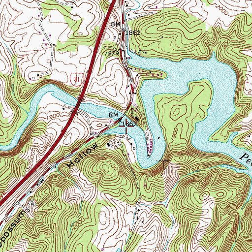 Topographic Map of Oppossum Hollow, VA