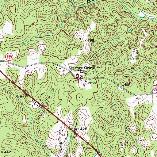 Topographic Map of Orange Grove Church, VA