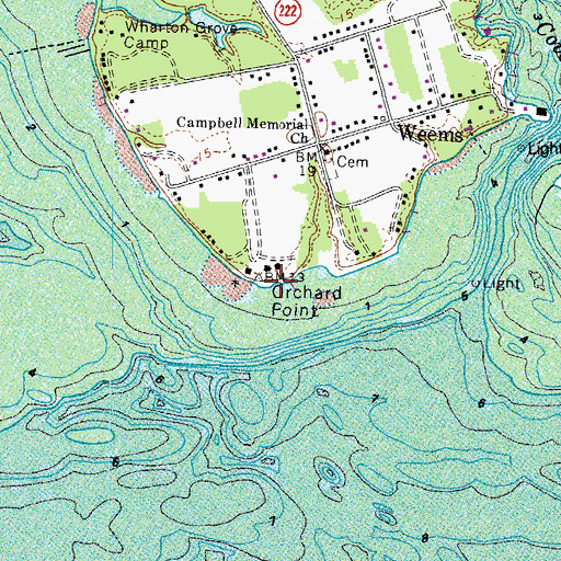 Topographic Map of Orchard Point, VA