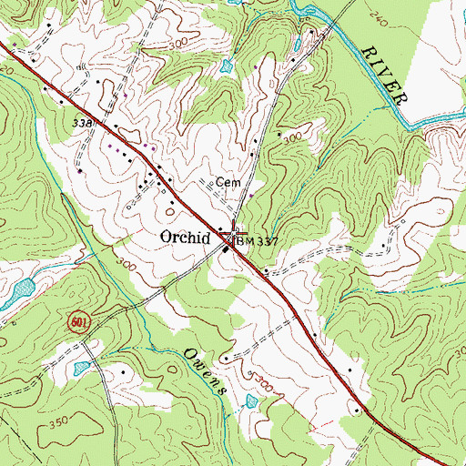 Topographic Map of Orchid, VA