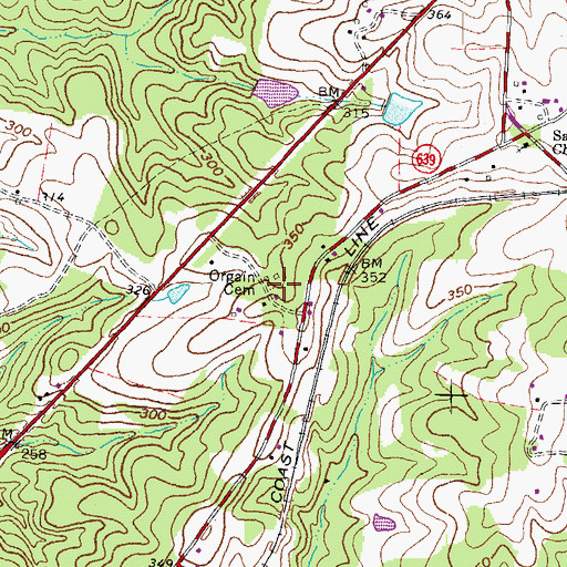 Topographic Map of Orgain Cemetery, VA