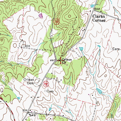 Topographic Map of Orlean Church, VA
