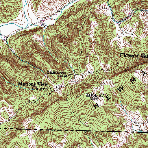 Topographic Map of Osborne Cemetery, VA