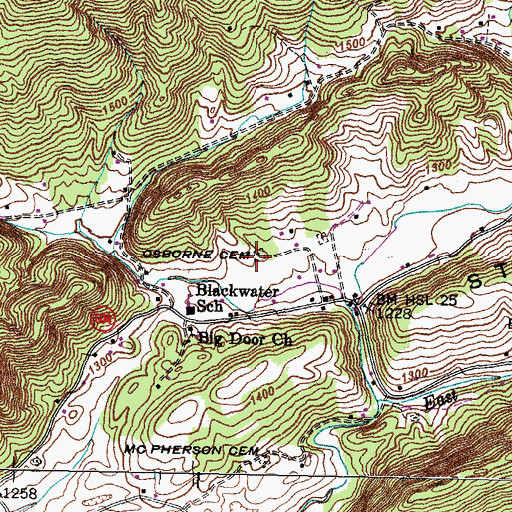 Topographic Map of Osborne Cemetery, VA