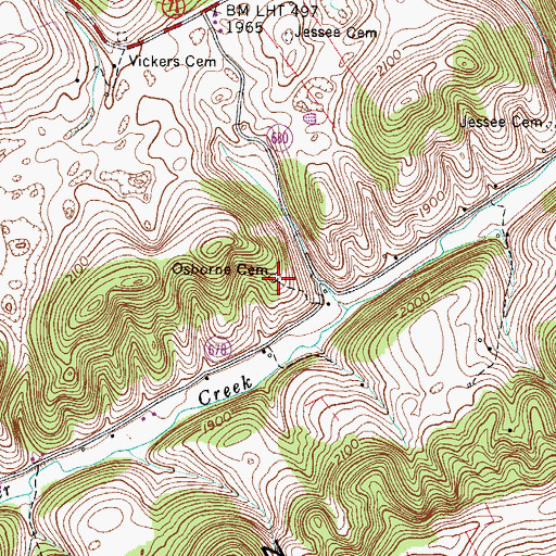 Topographic Map of Osborne Cemetery, VA