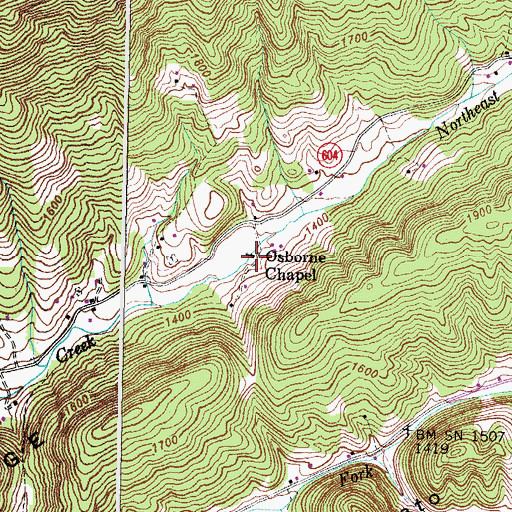 Topographic Map of Osborne Chapel, VA