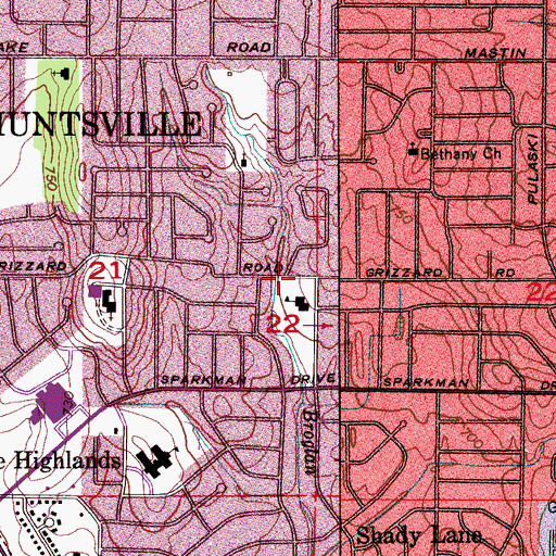 Topographic Map of Pine Haven Ditch, AL